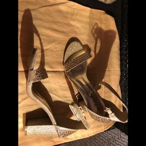 Gold rhinestone shoes